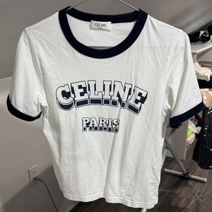 Celine White Tee with Black Trim